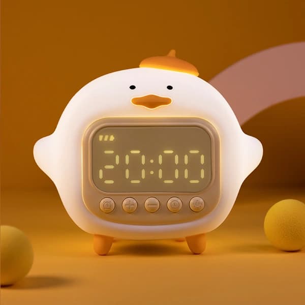 /EA/Hug Duck Børneur til Børn Snooze Alarm Timer Ur Dæmpbart med