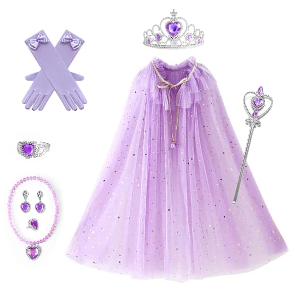 /EA/Prinsessekjole udklædningskappe sæt til piger 3-8 år