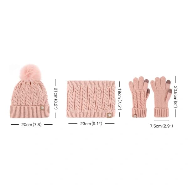 /EA/Barn Vintermössa Handskar Halsduk Set, Flickor Småbarn Mössor färg-3