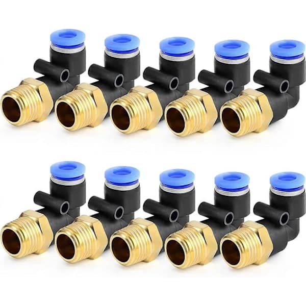 /EA/10 st 6 mm rör OD x 1/4 BSP hane armbåge push-in-koppling (PL6-02)