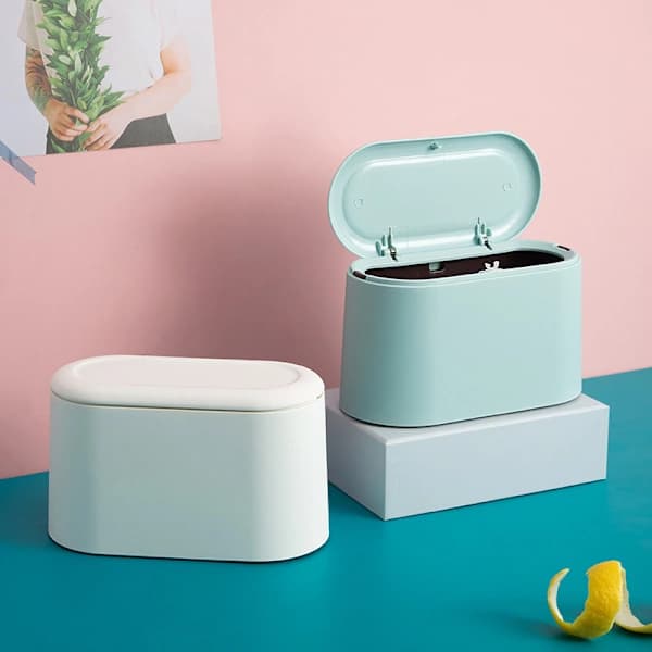 /EA/Mini Hvid Tryk & Pop Lås Skrivebordsbeholder (22cm*11cm*13cm)