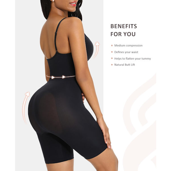 Shapewear Bodysuit Magekontroll Shapewear Dam Sömlös Buttlyft Lårförminskande Shapewear Black M