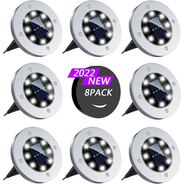 /EA/Utendørs solcellelampe, 8 LED spotlight solcellelampe hage vanntett