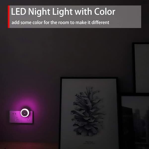 /EA/Rosa natlampe, LED-natlampe med stik, rund, lyssensor