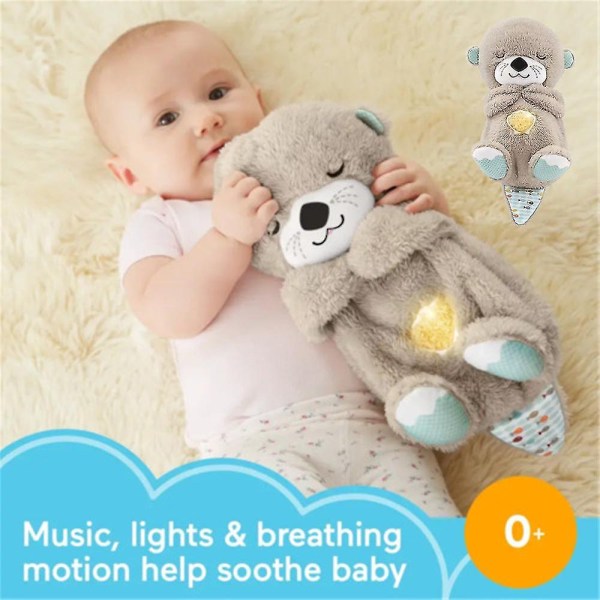 Åndedrætsbevægelse Beroligende Sovende Otter Legetøj Musical udstoppet babylegetøj Blå