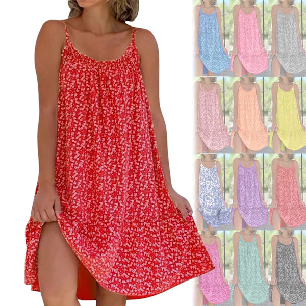 Camibloom - Blommig Camisole Klänning, Rosa Chloe Cami Bloom Klänning red spot