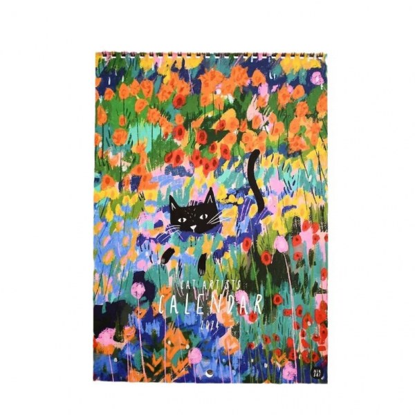 2024 Cats in Art Seinäkalenteri Kalenteri Tyylikäs pieni kukkainen seinäkalenteri 2024
