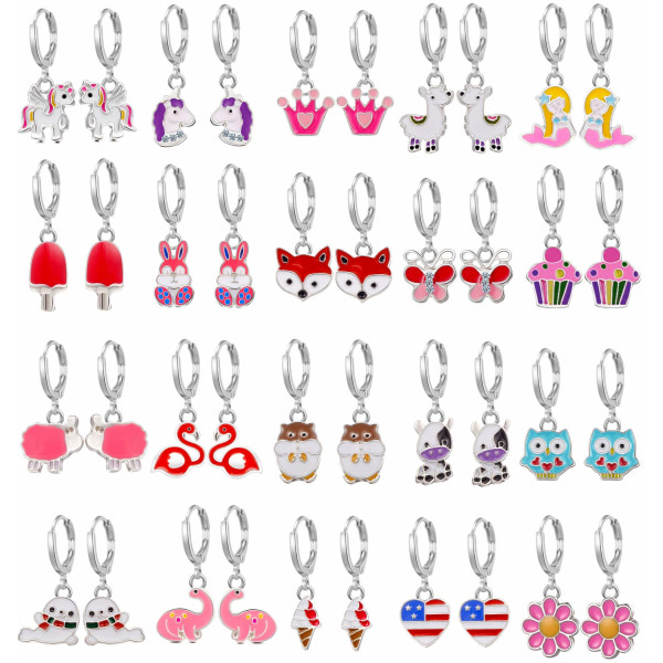 20 par allergivänliga örhängen för flickor - Söta Dangle örhängen med Mini Hoop örhängen för tonårsflickor #1