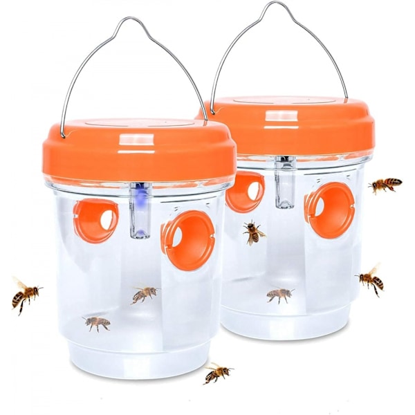 2-pack solcellsdrivna getingfällor, utomhushängande fällor för bålgetingar, snickarbin, getingfångare, bifångare, insektsfångare Orange 2pcs