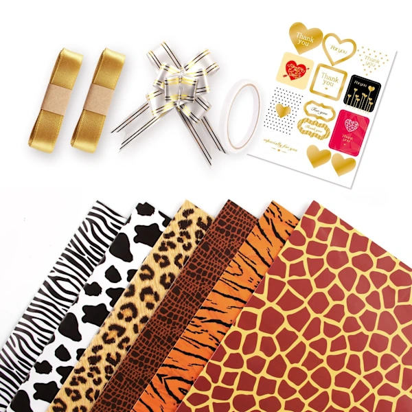 /EA/Presentpapper Leopard Ko Djurmönster Presentinslagning Fest