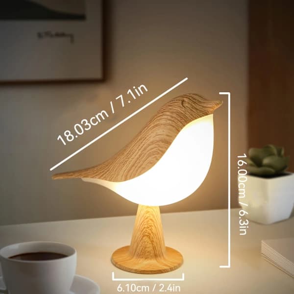 Lille Trådløs Sengelampe, Fuglelampe Touchsensor 1 stk