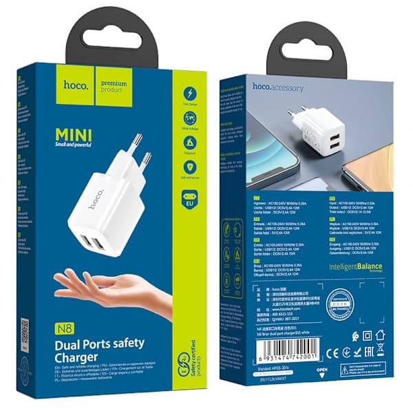 /EA/hoco. N8 Lingyi dobbeltport oplader europæisk standard