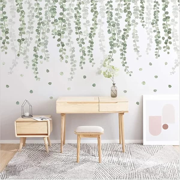/EA/Eukalyptus Vinranka Blad Väggdekal, 55 x 100cm Grön Växtvägg
