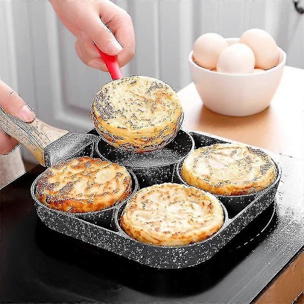 Non-stick Multifunksjonell Eggpanne Kjøkkenutstyr 4 Hull Stekt Egg Burger Panne -