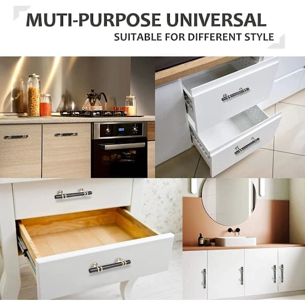 /EA/Sæt med 2 sorte 96 mm med guld base enkelthuls T-skuffeknapper, Mod