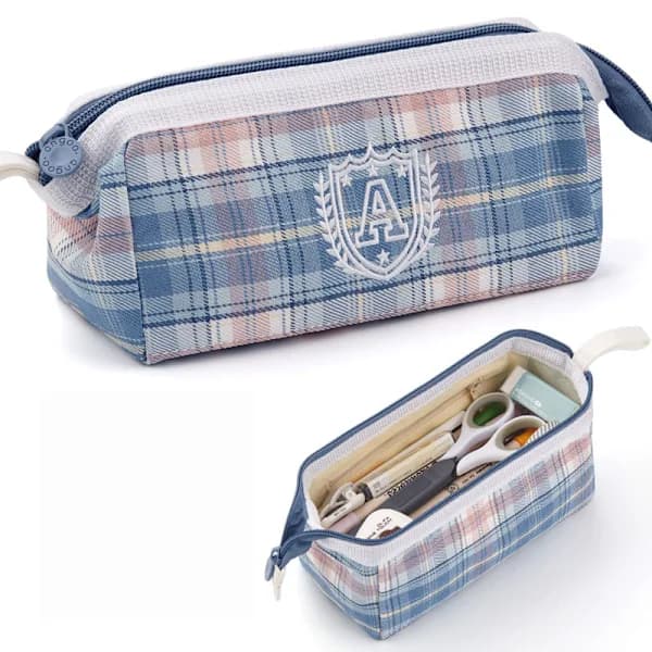 /EA/Stor kapacitet multifunktionell enkel pläd broderi case (blå)