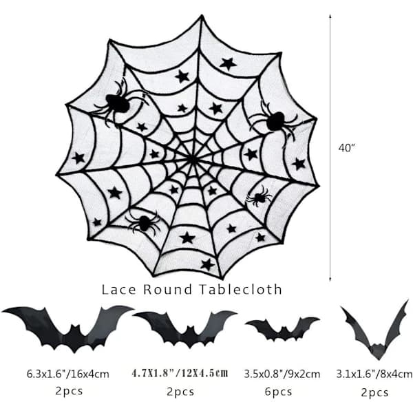 /EA/Halloween-dekorasjoner, Halloween rund blondeduk, rektangulær