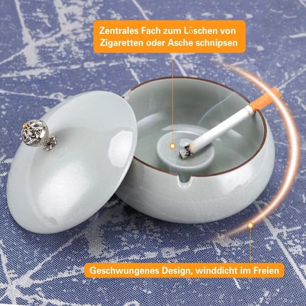 /EA/ Utomhus askkopp med lock, stängd keramisk cigarr askkopp design myra