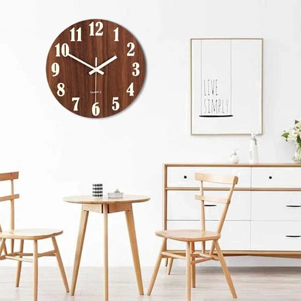 30 cm / 12 tuuman valoisa seinäkello puinen designkello yöllä