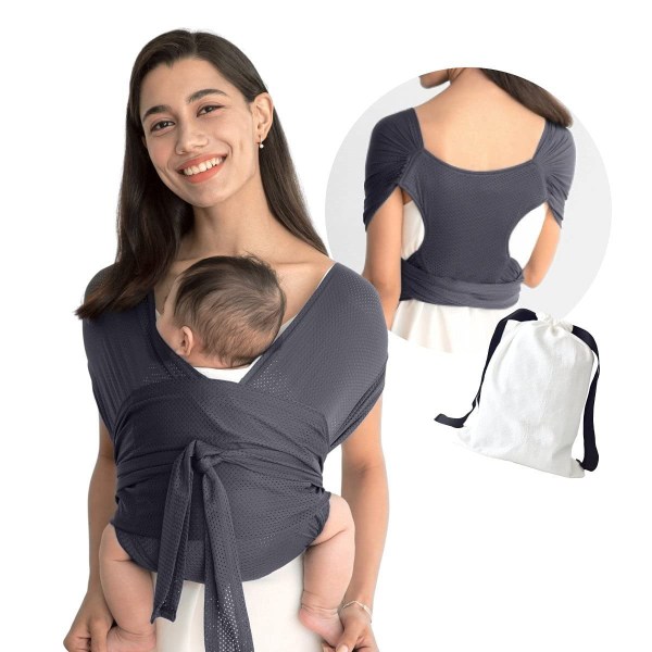 Babyslynge | Nyfødt bæresele | Multibrug babysejl grey L