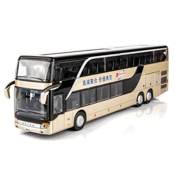 /EA/Legering Dobbeltdækker Busmodel Legetøj, Elektrisk 1:50 Træk tilbage Biler C