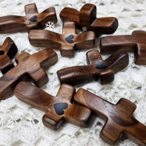Cross My Heart | Uppmuntrande Gåva Träkors Fingertopps Stresslindring Gåvor Ficka Litet Kors Julklapp Handhållet Träkors 5pcs