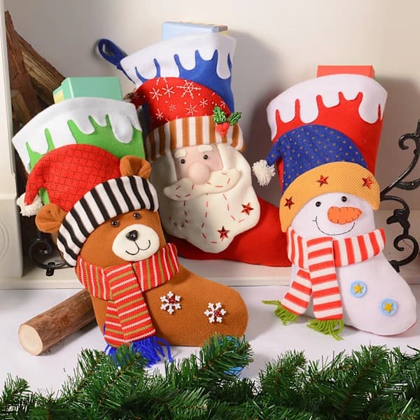 /EA/3-pack julstrumpor med tomte/snögubbe, 43 cm, med presentpåse