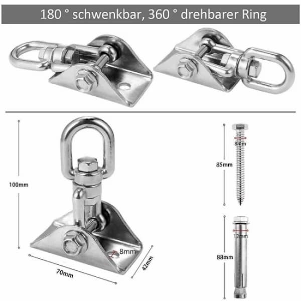 /EA/ Rustfrit stål loftkrog 360 graders drejelig svingkrog til beton