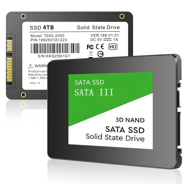SSD høyhastighets 2,5-tommers innebygd solid state-stasjon SATA 3.0 500GB/1TB/2TB/4TB Röd 4TB