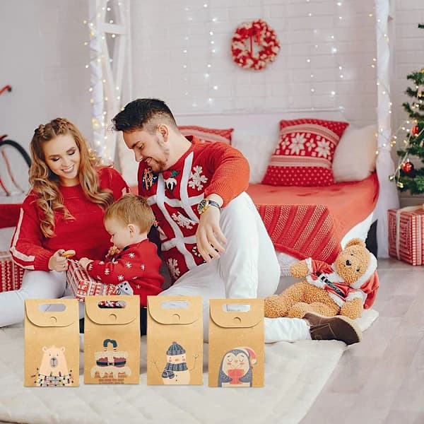 /EA/24-pack julklappspåsar i kraftpapper - fyllbara - med handtag