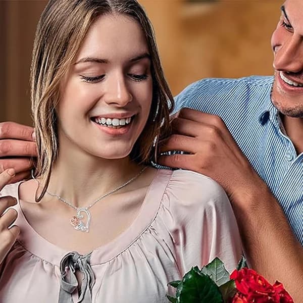 /EA/ 2-delt damekjede gravert i 925 sølv hjerte og rose