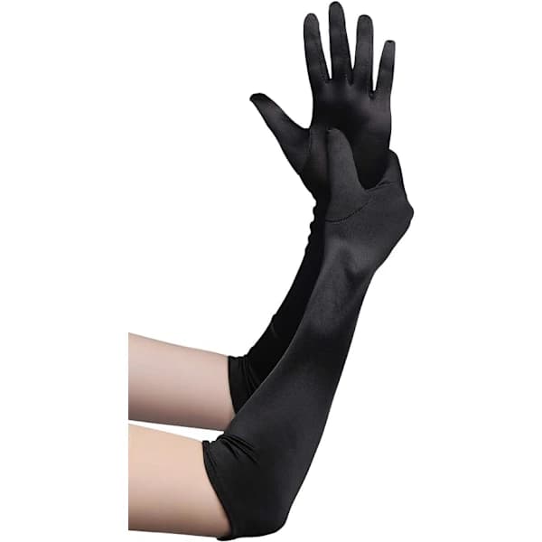 /EA/Sorte dame aftenhandsker Lange satinhandsker Satins bryllupshandsker