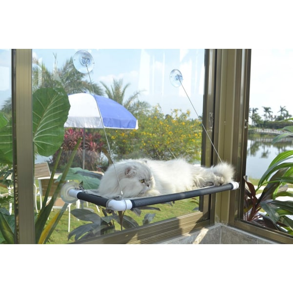 Kattsäng Fönster, Kattfönster Hängmatta Fönster Abborre, Säkerhet Katthyllor Utrymmesbesparande fönstermonterad kattsits för stora katter (Beige Premium Set) rutnät