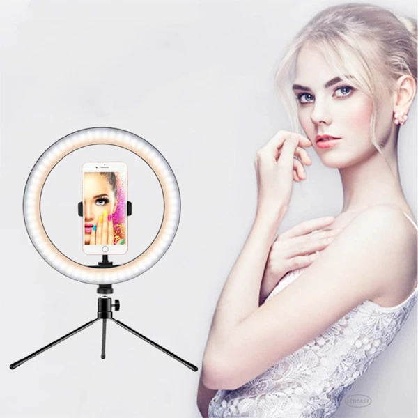 /EA/Ring Light 10 tommer LED Selfie Stick Ringlampe