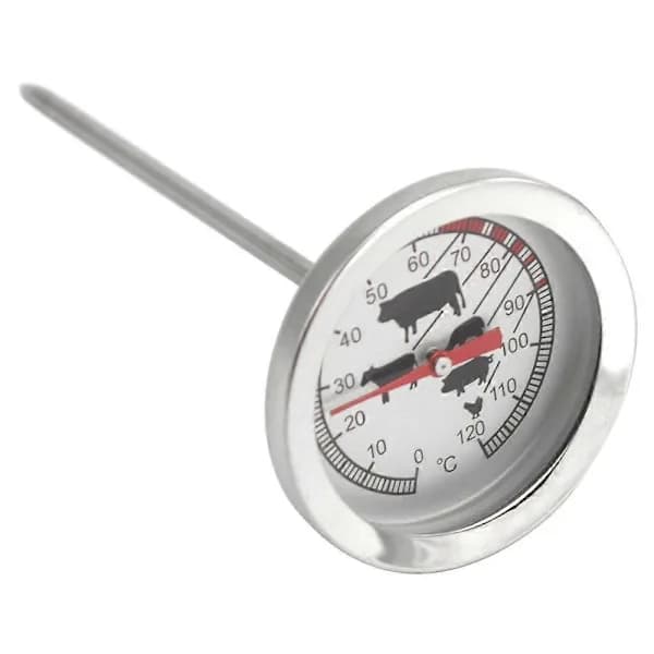 /EA/Stektermometer i rostfritt stål - analog kötttermometer upp till 120 C - termometer (1 st)