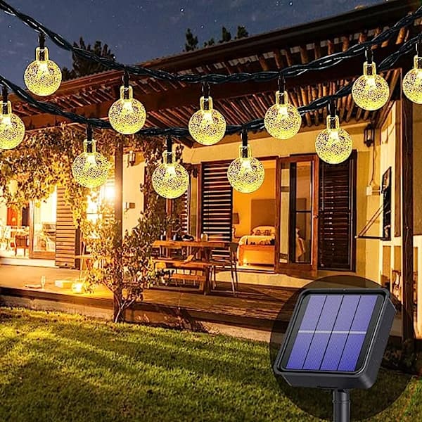 /EA/Utendørs solcellelysslynge, varmhvit, 50 LED-lamper, 7 m