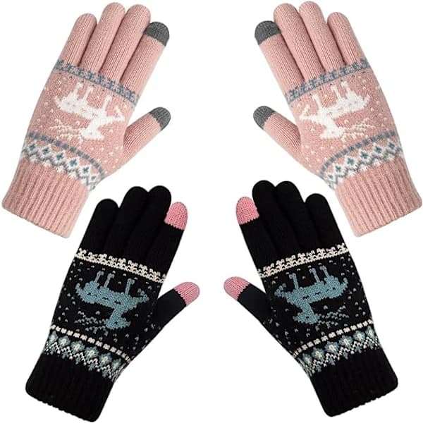/EA/(sort, en for hver rosa) 2 par damehandsker vinter varme touc