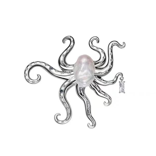 /EA/Överdådig barockpärla bläckfiskring stor metall unik ring D
