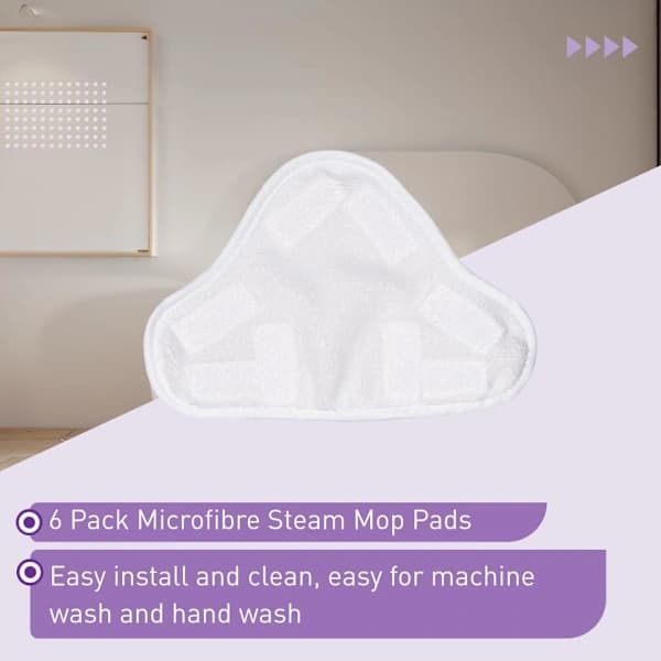 /EA/Pakke med 6 vaskbare mikrofiber dampmoppepuder kompatible med H2O X5