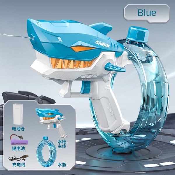 Elektrisk vattenpistol för vuxna och barn - Fjärrkontroll automatisk vattenpistol - Perfekt för sommarens poolpartyn - Cool hajdesign - Perfekt sommarpresent C