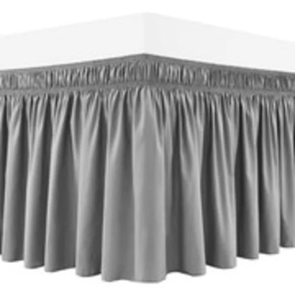 Elastisk Sengekappe med Flæser, Grå 180*200x38cm