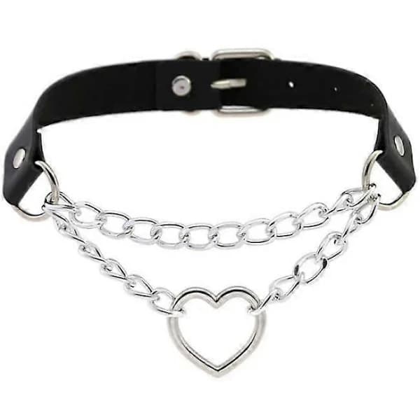 /EA/Choker - Hjerte - Kæde - Musta Svart