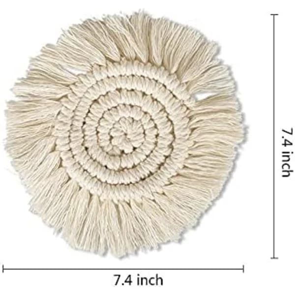 /EA/Sæt med 4 boheme macramé-brikker absorberende beige brikker til