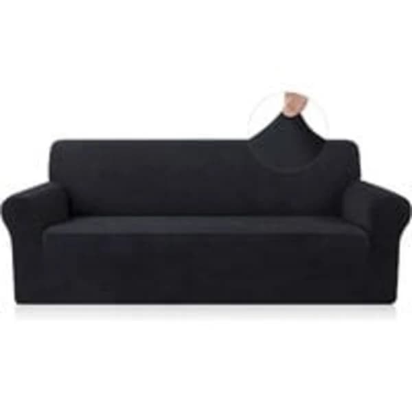 /EA/Stretchigt sofföverdrag Universellt Svart Polyester Soffskydd 2-sits