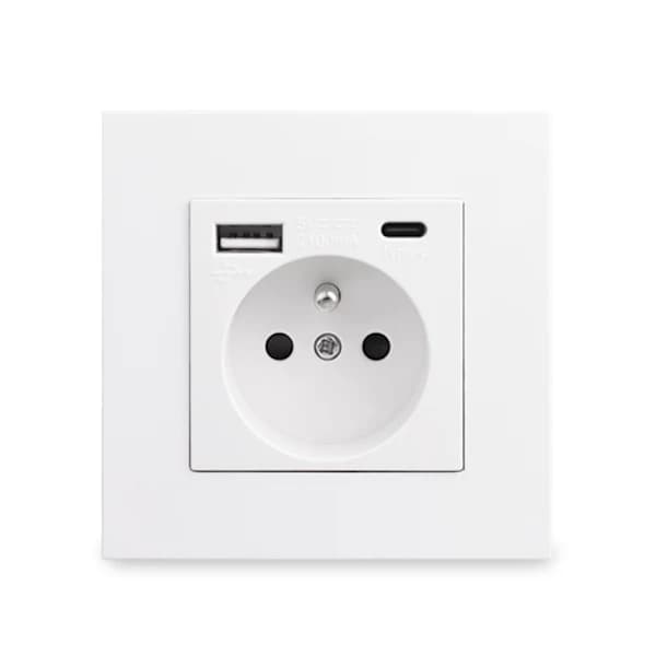 /EA/Fransk stikkontaktpanel Type-C+USB16A Type 86, Antall stikkontakter: 2 H