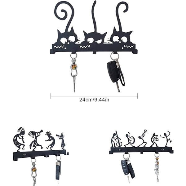 /EA/2 stk. C-Creative Sort Nøgleholder med 5 Kroge, Brev Organizer a