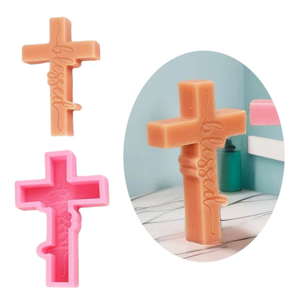 Silikonform Återanvändbar Gjutning Epoxi 3D Kors Ljustillverkning Halloween Silikon DIY 3D Hantverksform