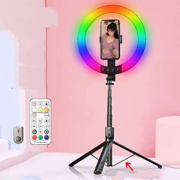 /EA/Selfiepinne Lett Med Uttrekkbart Stativ Fyll Lys
