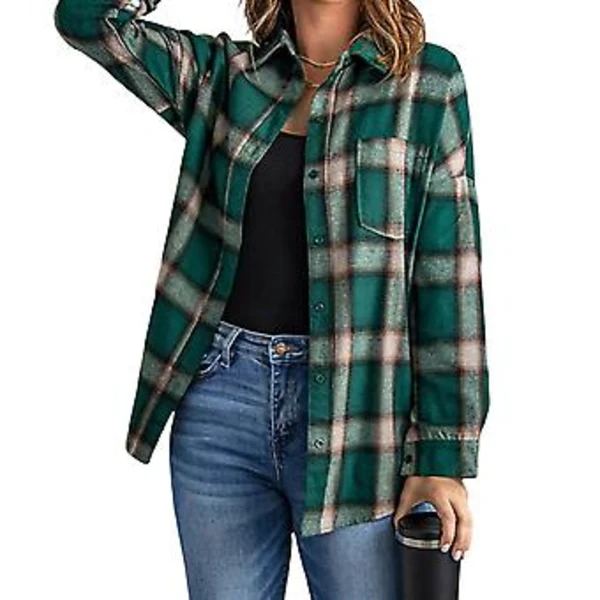 /EA/Dame Bluse Efterår Kæreste Stil Tunika Top (2XL Grøn)