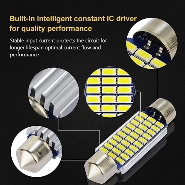 8st LED innerbelysning för bil interiör LED, Canbus felfri innerbelysning bil, plug and play, bil LED glödlampa s 36 MM